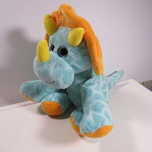 hug fun teal triceratops dinosaur plush with big sparkly eyes 11" tall